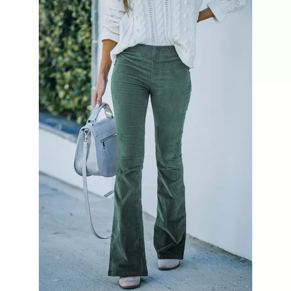 Sidefeel Women's Corduroy Flare Pants Elastic Waist Bell Bottom Trousers 2024 Women Fashions