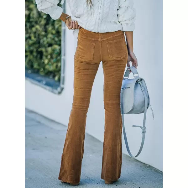 Sidefeel Women's Corduroy Flare Pants Elastic Waist Bell Bottom Trousers 2024 Women Fashions