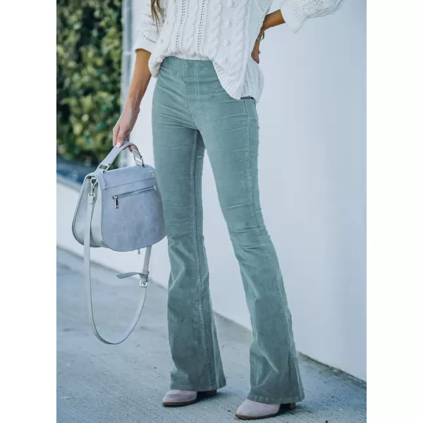 Sidefeel Women's Corduroy Flare Pants Elastic Waist Bell Bottom Trousers 2024 Women Fashions