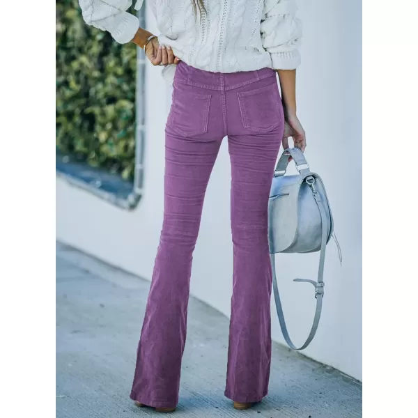 Sidefeel Women's Corduroy Flare Pants Elastic Waist Bell Bottom Trousers 2024 Women Fashions