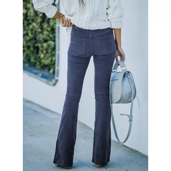 Sidefeel Women's Corduroy Flare Pants Elastic Waist Bell Bottom Trousers 2024 Women Fashions