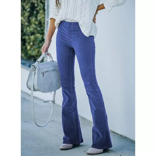 Sidefeel Women's Corduroy Flare Pants Elastic Waist Bell Bottom Trousers 2024 Women Fashions