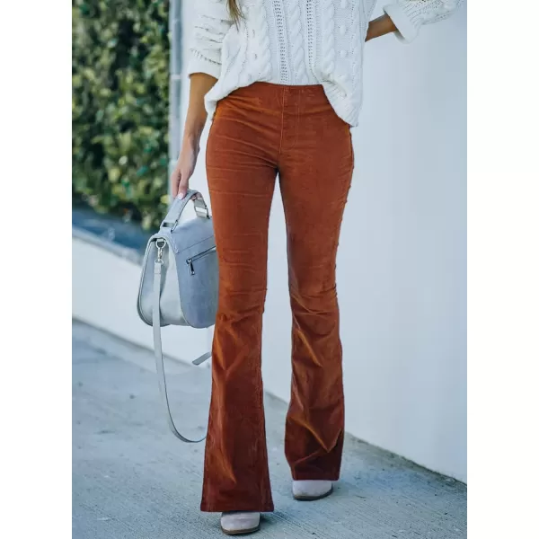 Sidefeel Women's Corduroy Flare Pants Elastic Waist Bell Bottom Trousers 2024 Women Fashions