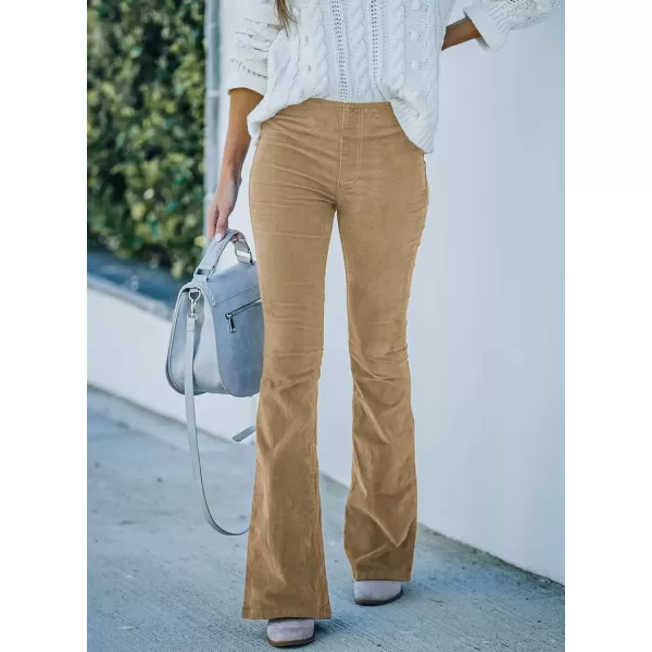 Sidefeel Women's Corduroy Flare Pants Elastic Waist Bell Bottom Trousers 2024 Women Fashions