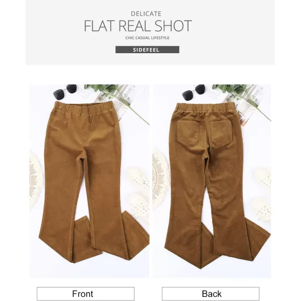 Sidefeel Women's Corduroy Flare Pants Elastic Waist Bell Bottom Trousers 2024 Women Fashions