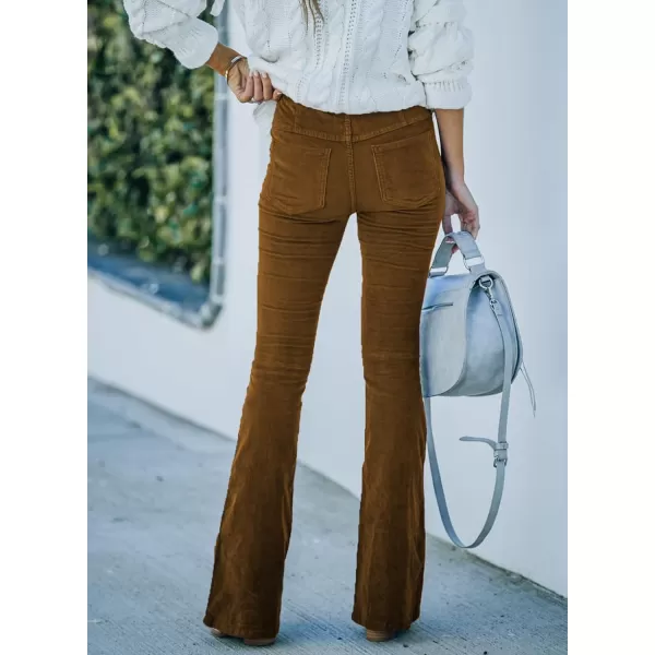 Sidefeel Women's Corduroy Flare Pants Elastic Waist Bell Bottom Trousers 2024 Women Fashions