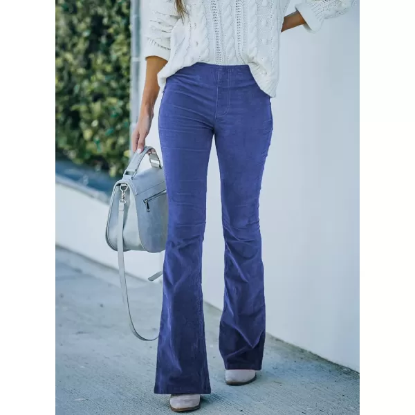Sidefeel Women's Corduroy Flare Pants Elastic Waist Bell Bottom Trousers 2024 Women Fashions