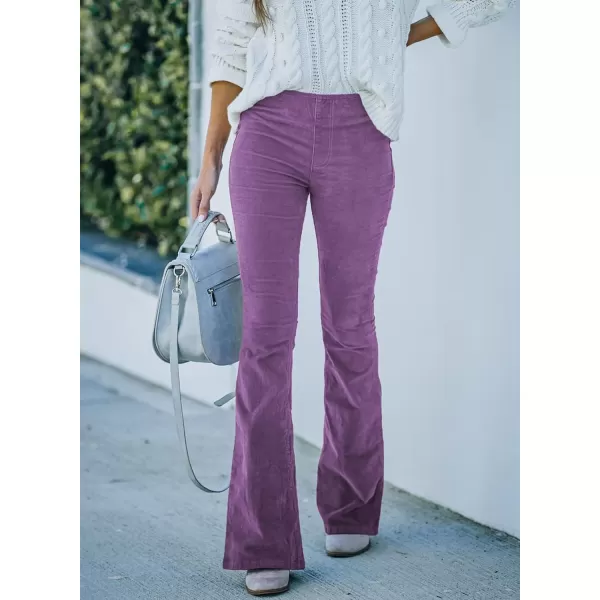 Sidefeel Women's Corduroy Flare Pants Elastic Waist Bell Bottom Trousers 2024 Women Fashions