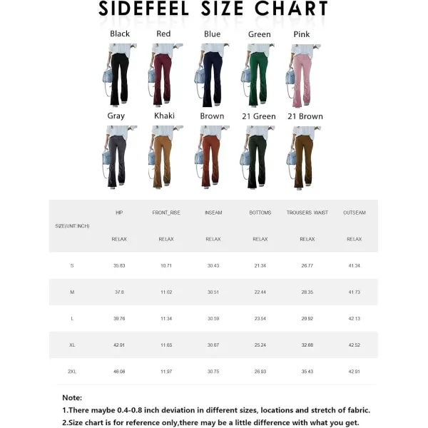 Sidefeel Women's Corduroy Flare Pants Elastic Waist Bell Bottom Trousers 2024 Women Fashions
