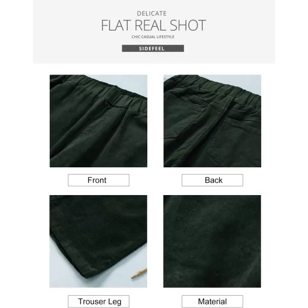 Sidefeel Women's Corduroy Flare Pants Elastic Waist Bell Bottom Trousers 2024 Women Fashions