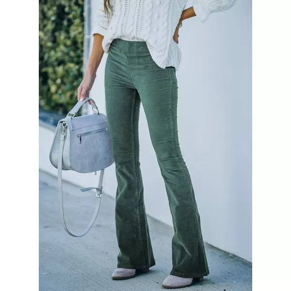 Sidefeel Women's Corduroy Flare Pants Elastic Waist Bell Bottom Trousers 2024 Women Fashions