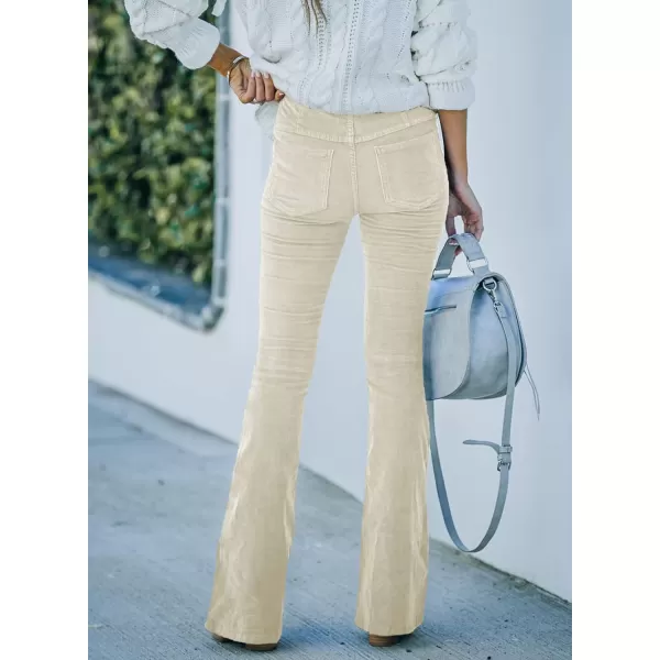 Sidefeel Women's Corduroy Flare Pants Elastic Waist Bell Bottom Trousers 2024 Women Fashions