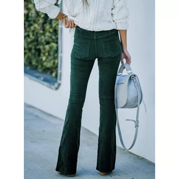 Sidefeel Women's Corduroy Flare Pants Elastic Waist Bell Bottom Trousers 2024 Women Fashions