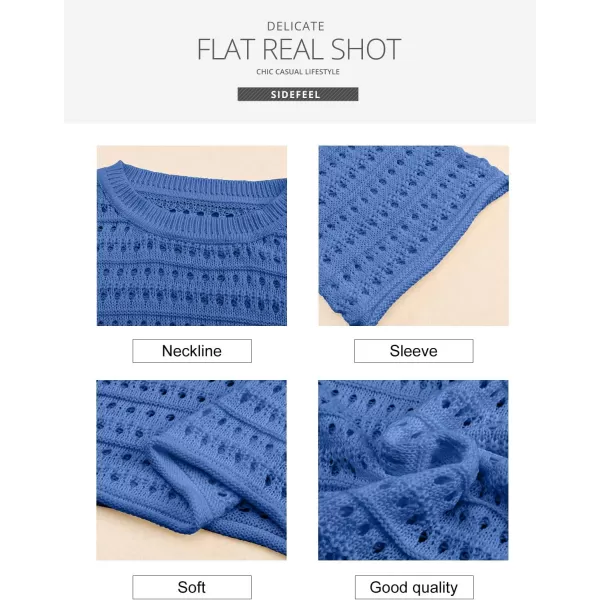 Sidefeel Womens Summer Outfit 2024 Lightweight Sweater Crochet Hollow Out Knit Spring Clothes