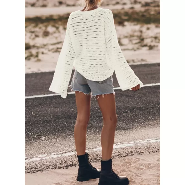 Sidefeel Womens Summer Outfit 2024 Lightweight Sweater Crochet Hollow Out Knit Spring Clothes