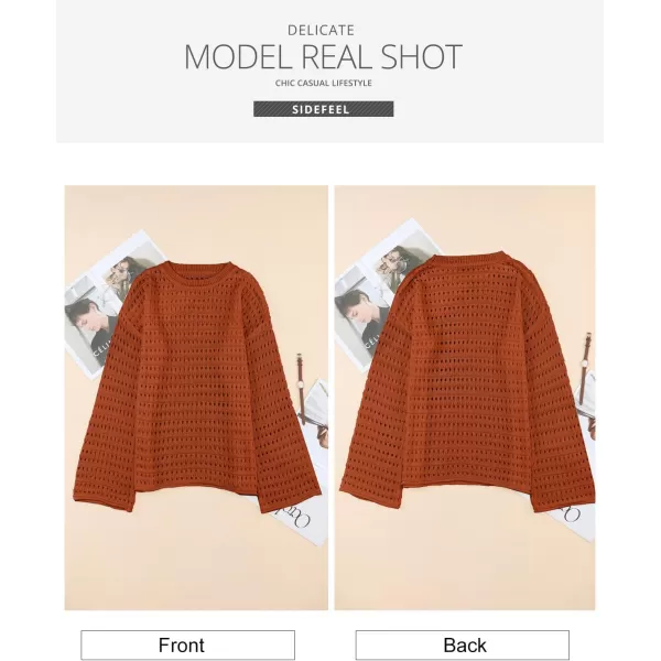 Sidefeel Womens Summer Outfit 2024 Lightweight Sweater Crochet Hollow Out Knit Spring Clothes
