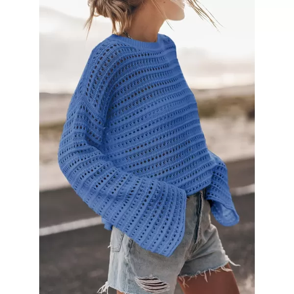 Sidefeel Womens Summer Outfit 2024 Lightweight Sweater Crochet Hollow Out Knit Spring Clothes