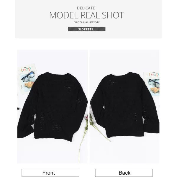 Sidefeel Womens Summer Outfit 2024 Lightweight Sweater Crochet Hollow Out Knit Spring Clothes