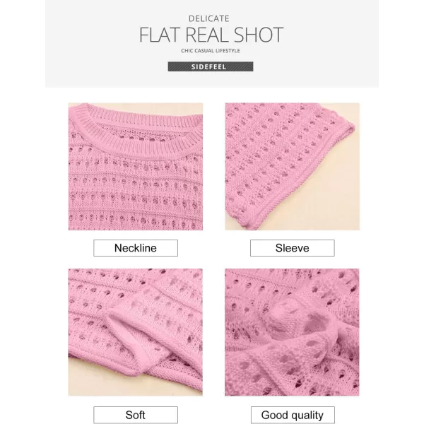 Sidefeel Womens Summer Outfit 2024 Lightweight Sweater Crochet Hollow Out Knit Spring Clothes
