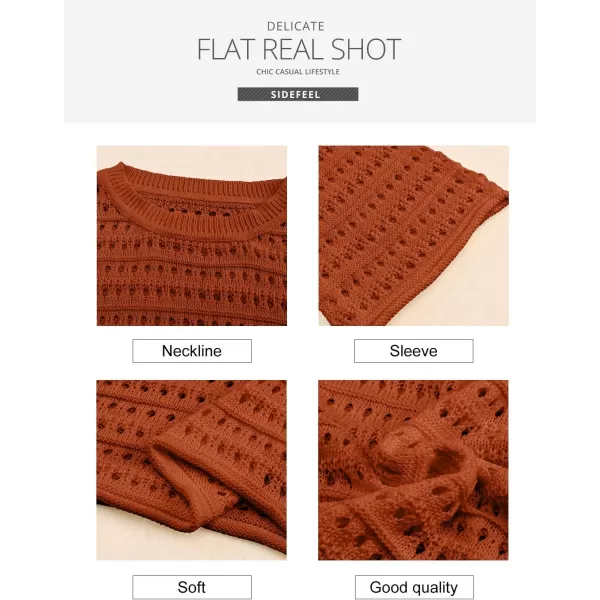 Sidefeel Womens Summer Outfit 2024 Lightweight Sweater Crochet Hollow Out Knit Spring Clothes
