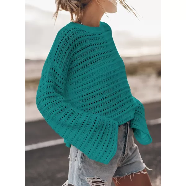 Sidefeel Womens Summer Outfit 2024 Lightweight Sweater Crochet Hollow Out Knit Spring Clothes