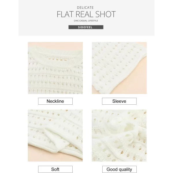 Sidefeel Womens Summer Outfit 2024 Lightweight Sweater Crochet Hollow Out Knit Spring Clothes