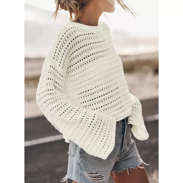 Sidefeel Womens Summer Outfit 2024 Lightweight Sweater Crochet Hollow Out Knit Spring Clothes