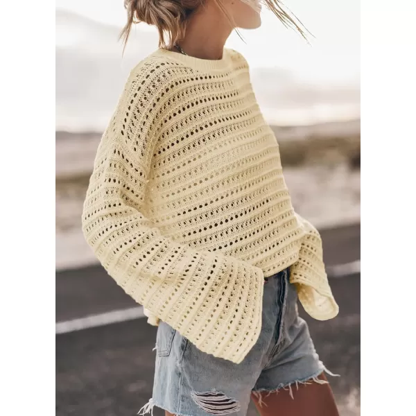 Sidefeel Womens Summer Outfit 2024 Lightweight Sweater Crochet Hollow Out Knit Spring Clothes