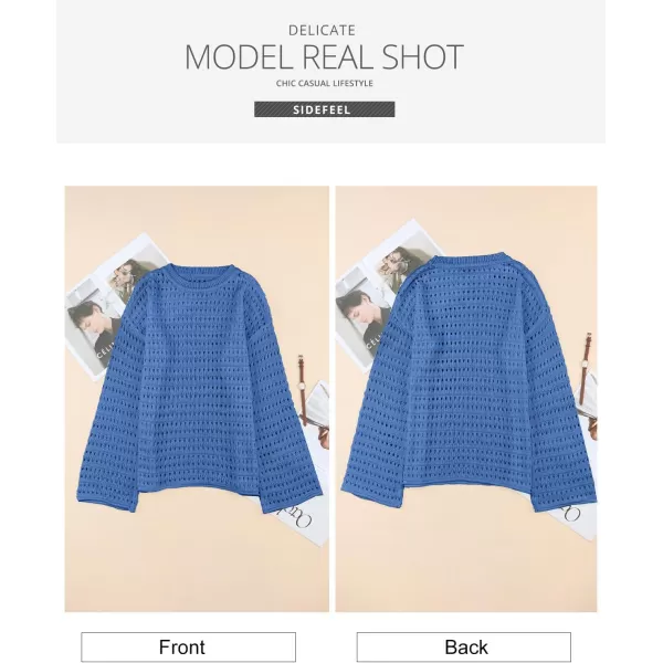 Sidefeel Womens Summer Outfit 2024 Lightweight Sweater Crochet Hollow Out Knit Spring Clothes