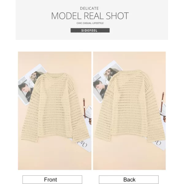 Sidefeel Womens Summer Outfit 2024 Lightweight Sweater Crochet Hollow Out Knit Spring Clothes