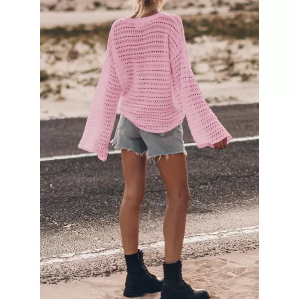 Sidefeel Womens Summer Outfit 2024 Lightweight Sweater Crochet Hollow Out Knit Spring Clothes