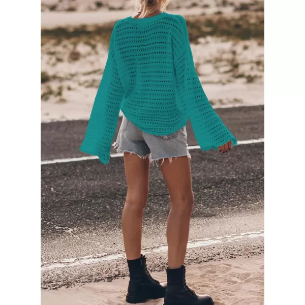 Sidefeel Womens Summer Outfit 2024 Lightweight Sweater Crochet Hollow Out Knit Spring Clothes