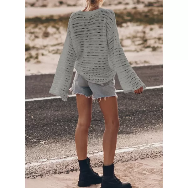 Sidefeel Womens Summer Outfit 2024 Lightweight Sweater Crochet Hollow Out Knit Spring Clothes