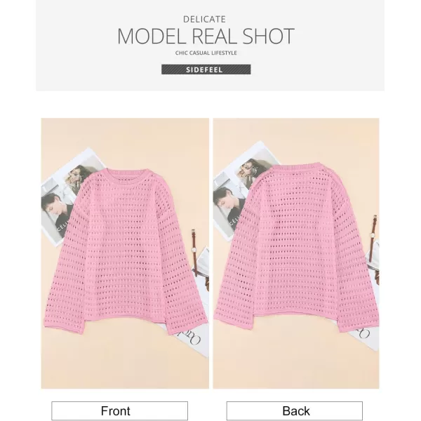 Sidefeel Womens Summer Outfit 2024 Lightweight Sweater Crochet Hollow Out Knit Spring Clothes