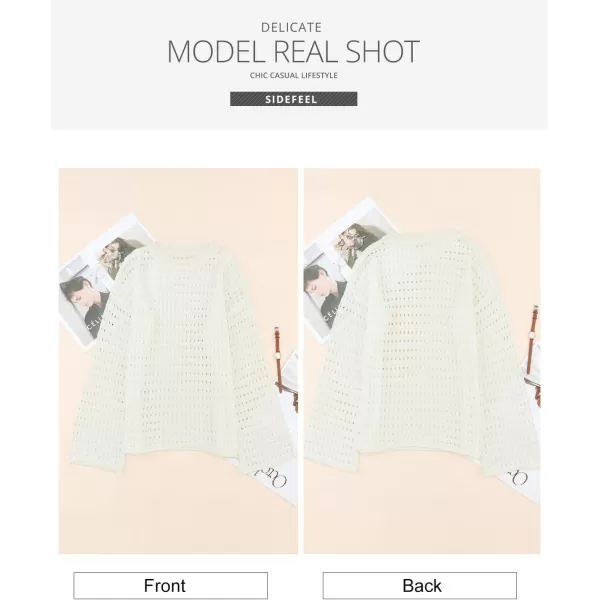 Sidefeel Womens Summer Outfit 2024 Lightweight Sweater Crochet Hollow Out Knit Spring Clothes