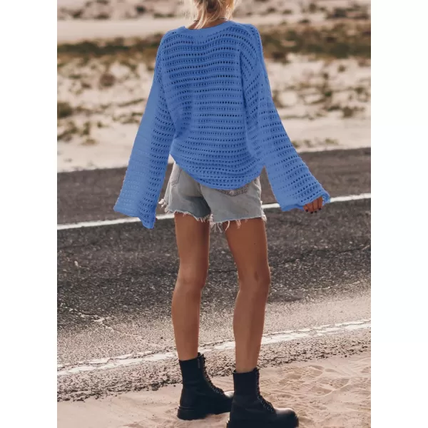 Sidefeel Womens Summer Outfit 2024 Lightweight Sweater Crochet Hollow Out Knit Spring Clothes