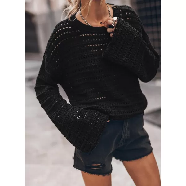 Sidefeel Womens Summer Outfit 2024 Lightweight Sweater Crochet Hollow Out Knit Spring Clothes