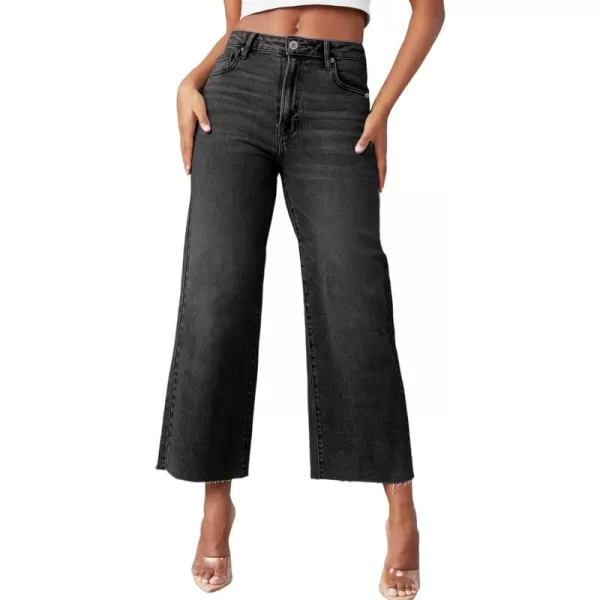 Sidefeel Womens Capri Jeans High Waisted Cropped Jeans Stretchy Straight Wide Leg Denim Pants Fall Fashion Outfits