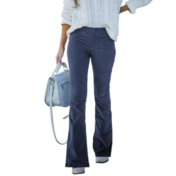 Sidefeel Women's Corduroy Flare Pants Elastic Waist Bell Bottom Trousers 2024 Women Fashions