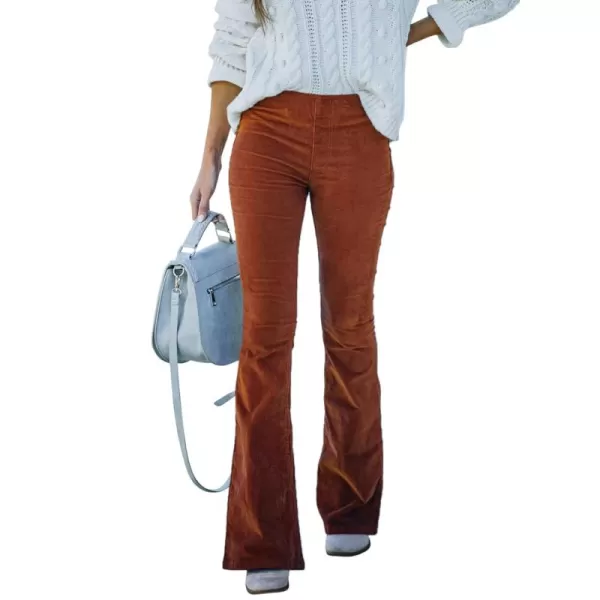Sidefeel Women's Corduroy Flare Pants Elastic Waist Bell Bottom Trousers 2024 Women Fashions
