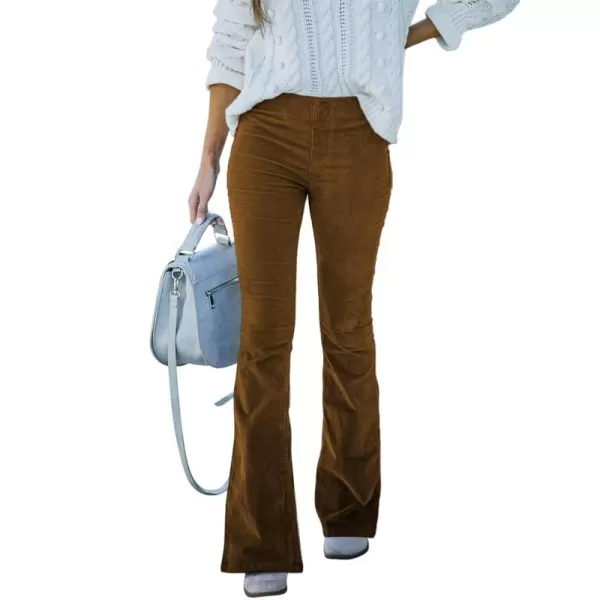 Sidefeel Women's Corduroy Flare Pants Elastic Waist Bell Bottom Trousers 2024 Women Fashions