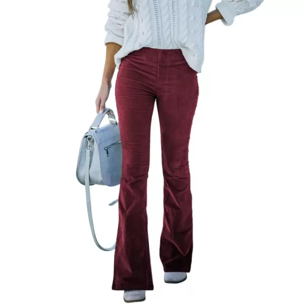 Sidefeel Women's Corduroy Flare Pants Elastic Waist Bell Bottom Trousers 2024 Women Fashions