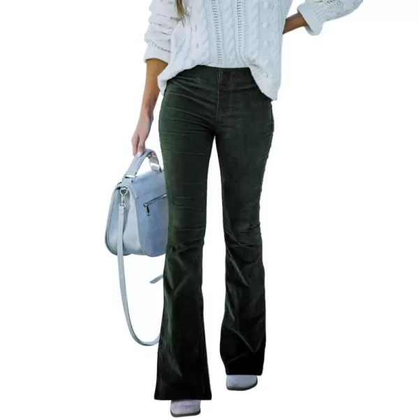 Sidefeel Women's Corduroy Flare Pants Elastic Waist Bell Bottom Trousers 2024 Women Fashions
