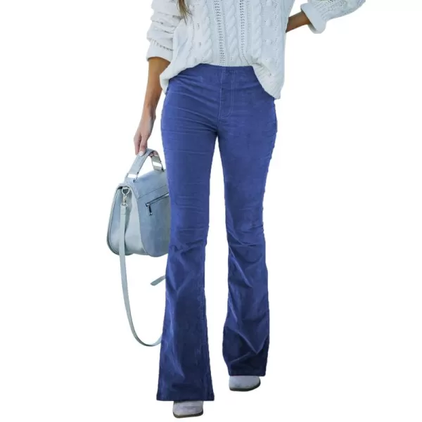 Sidefeel Women's Corduroy Flare Pants Elastic Waist Bell Bottom Trousers 2024 Women Fashions