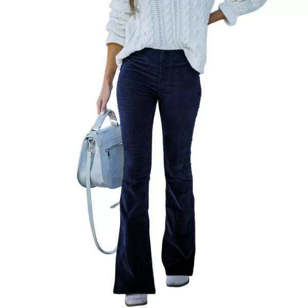 Sidefeel Women's Corduroy Flare Pants Elastic Waist Bell Bottom Trousers 2024 Women Fashions