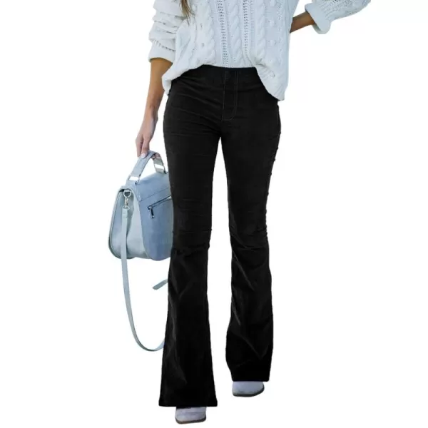 Sidefeel Women's Corduroy Flare Pants Elastic Waist Bell Bottom Trousers 2024 Women Fashions