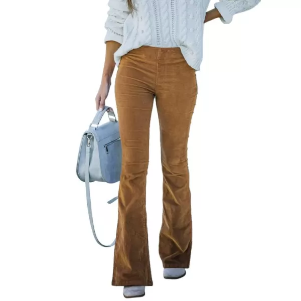 Sidefeel Women's Corduroy Flare Pants Elastic Waist Bell Bottom Trousers 2024 Women Fashions