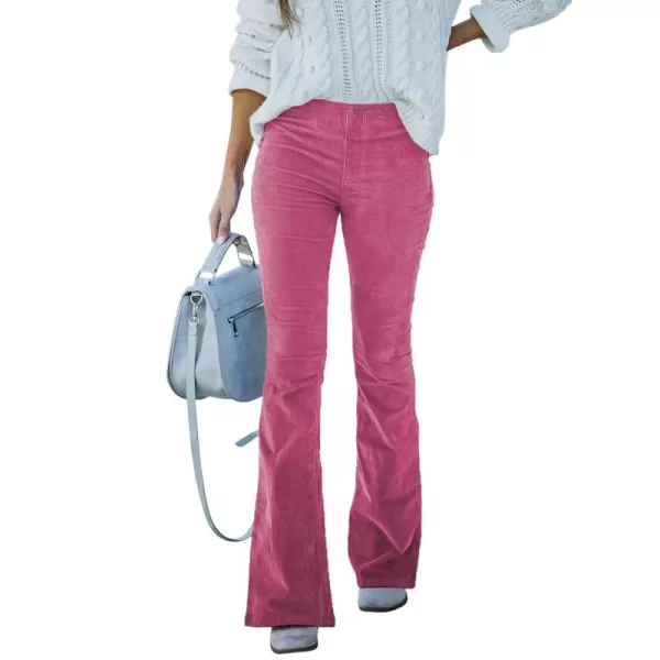 Sidefeel Women's Corduroy Flare Pants Elastic Waist Bell Bottom Trousers 2024 Women Fashions