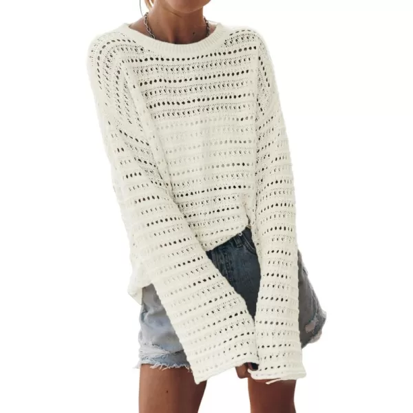 Sidefeel Womens Summer Outfit 2024 Lightweight Sweater Crochet Hollow Out Knit Spring Clothes