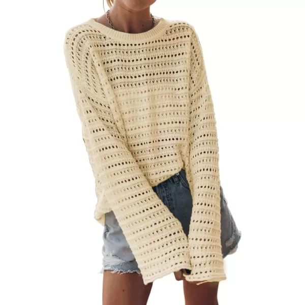 Sidefeel Womens Summer Outfit 2024 Lightweight Sweater Crochet Hollow Out Knit Spring Clothes